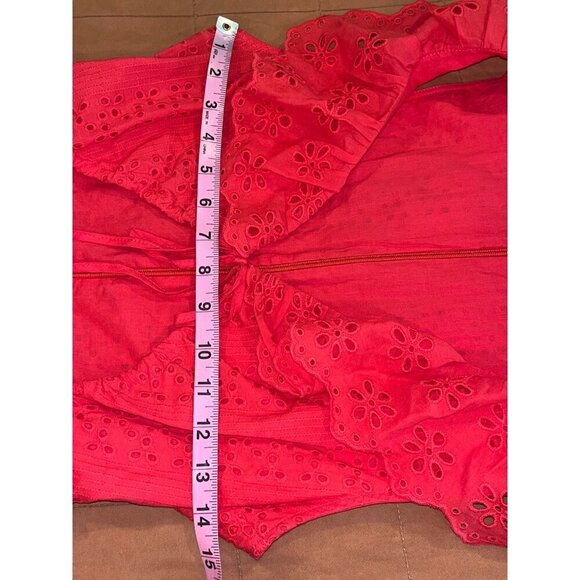 Tularosa Cutout Tanya Mini Dress Red Berry Color Eyelet Women's Size XS - Picture 8 of 12